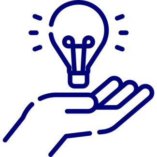 Glühbirne über einer Hand Icon