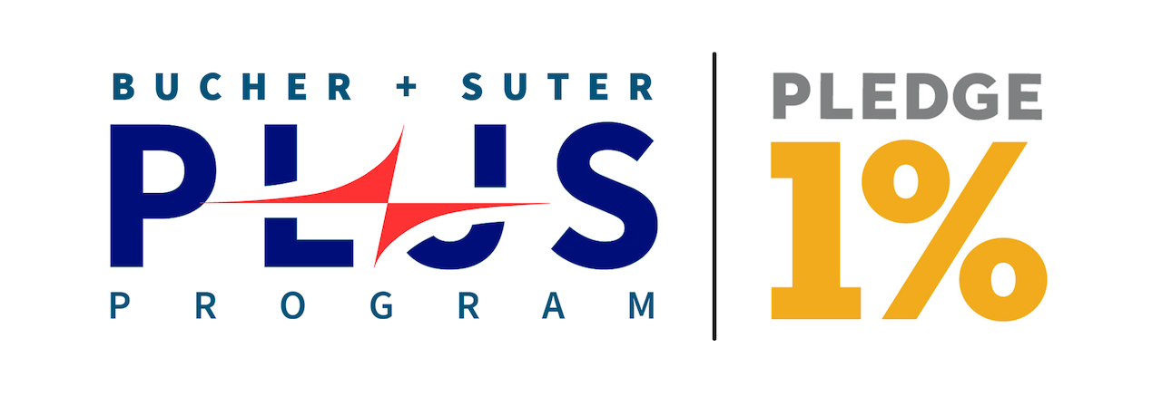 Bucher + Suter PLUS Program and Pledge 1% logos