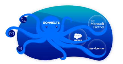 graphics for Cisco Live Event Blog Post - Octopus handeling customer inquieries and CRMs