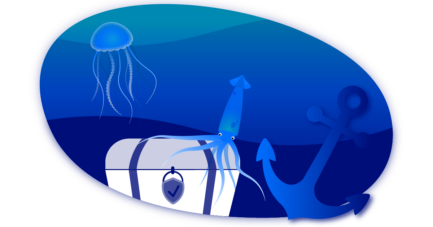 graphics for Cisco Live Event Blog Post - Squid with treasure and an anchor