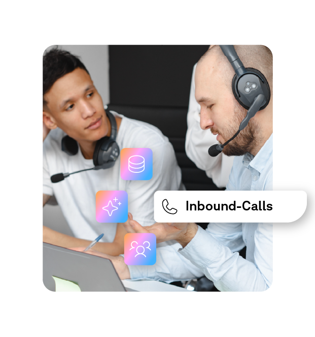 Inbound-Call mit Agenten im Hintergrund